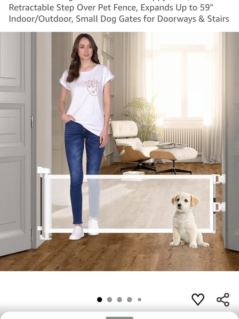 White Retractable Pet Safety Gate - Mesh Panel